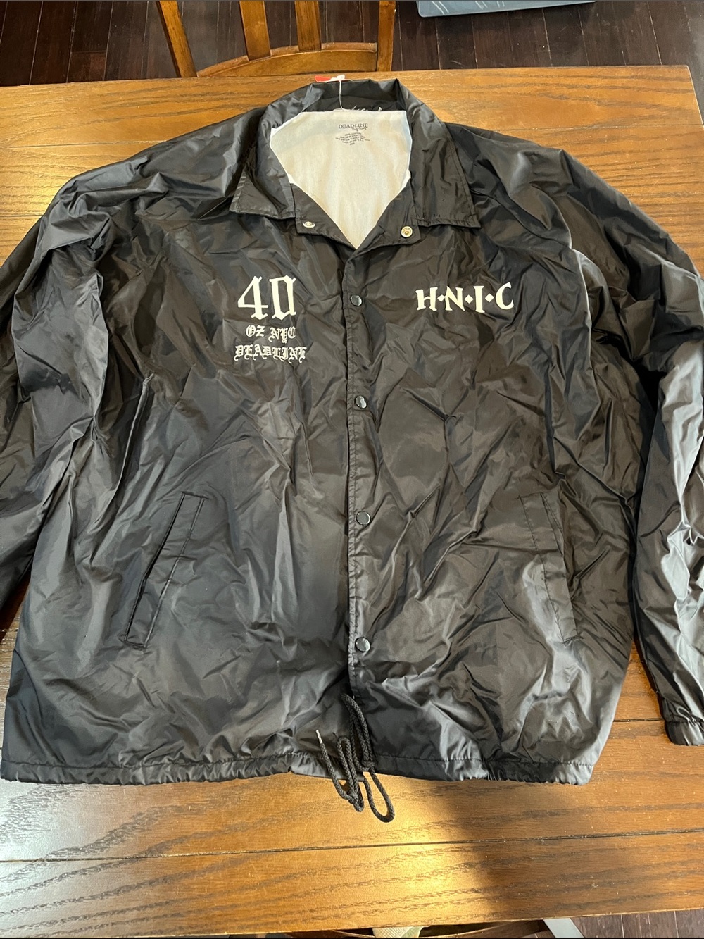 HNFC Black Coach Windbreaker Jacket with White Logo